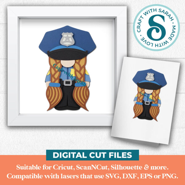 Police Gnome SVG - Female - Image 2