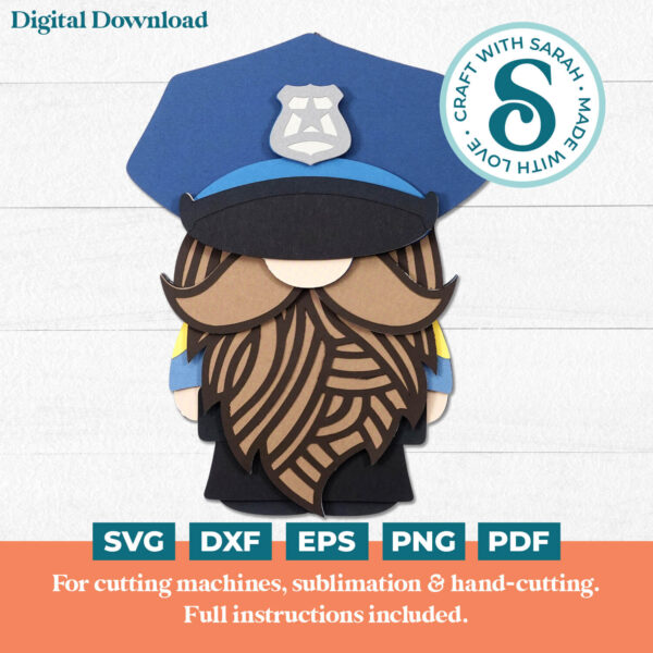 Police Gnome SVG - Male