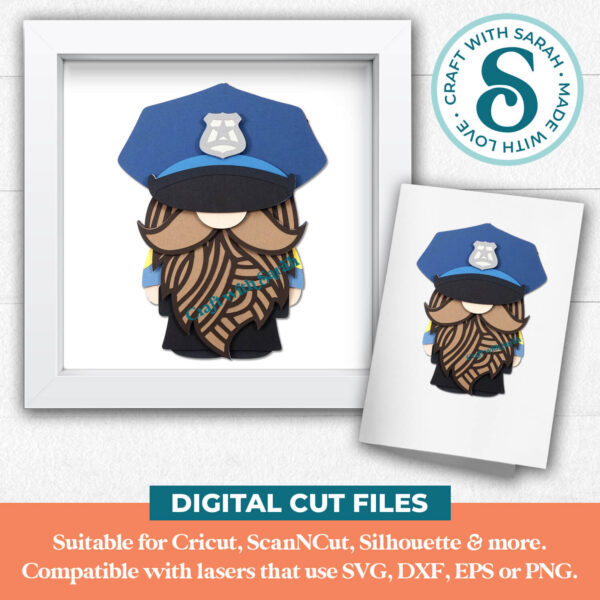 Police Gnome SVG - Male - Image 2