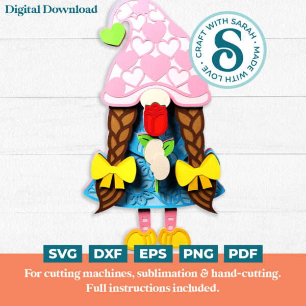 Valentine's Gnome SVG - Female