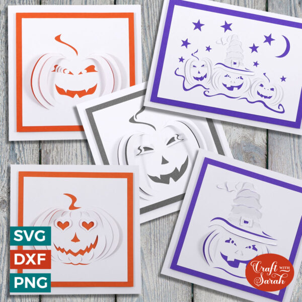 Halloween Pumpkin Bend Out Cards (5 Designs)