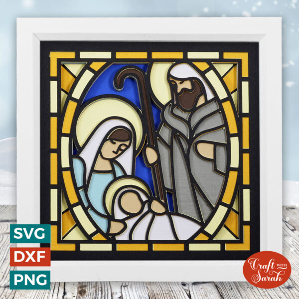 Nativity Stained Glass Shadow Box