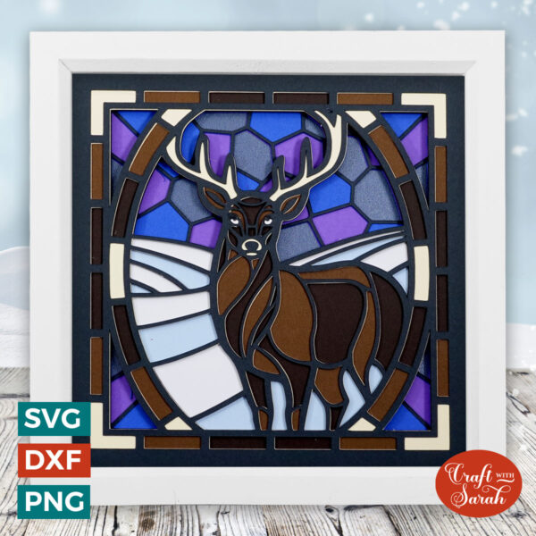 Reindeer Stained Glass Shadow Box