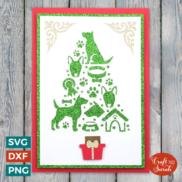 Dogs Christmas Tree Card