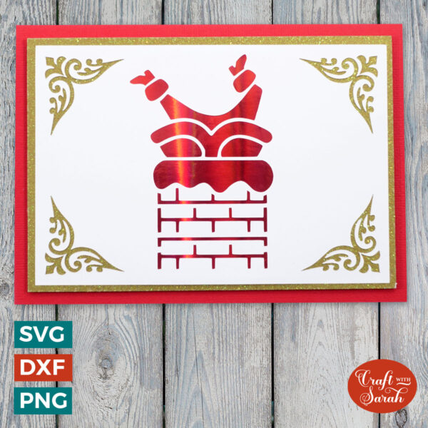 Santa in Chimney Card