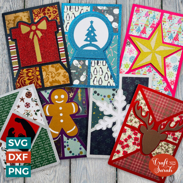 Christmas Fractured Card Templates (7 Designs)