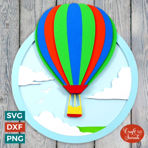 Hot Air Balloon in Sky SVG