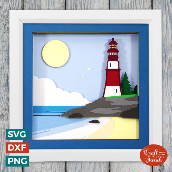 Beach Lighthouse Shadow Box