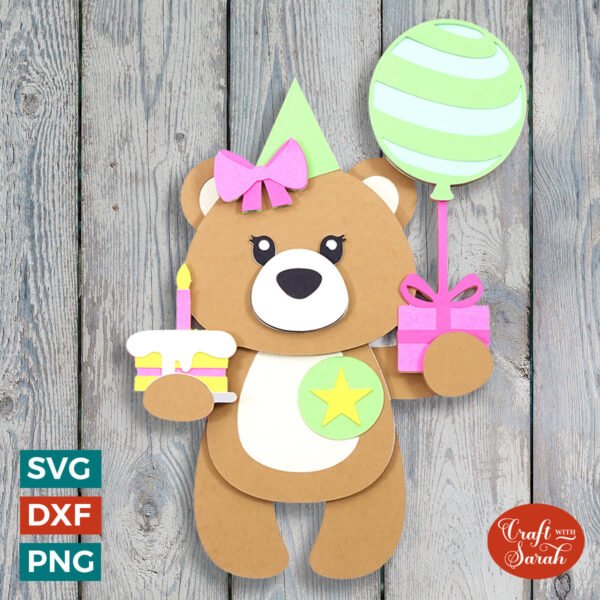 Birthday Teddy SVG - Female