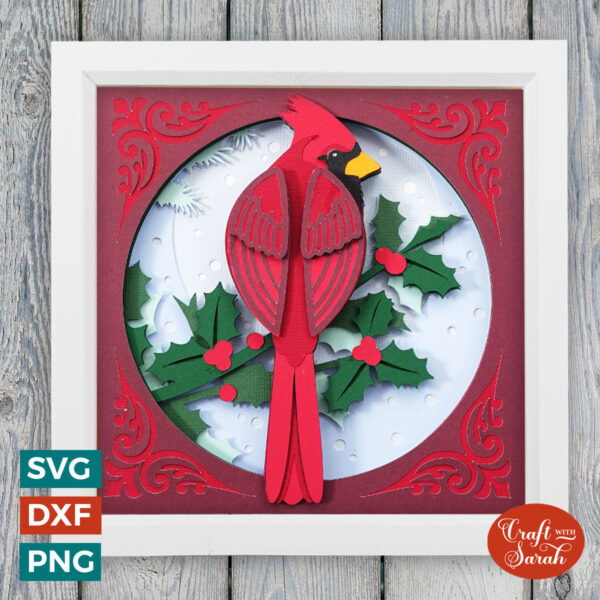 Festive Christmas Cardinal Shadow Box