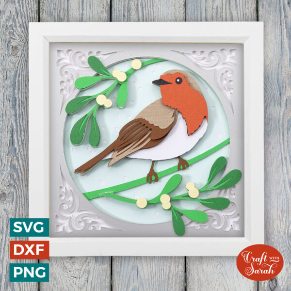 Festive Christmas Robin Shadow Box