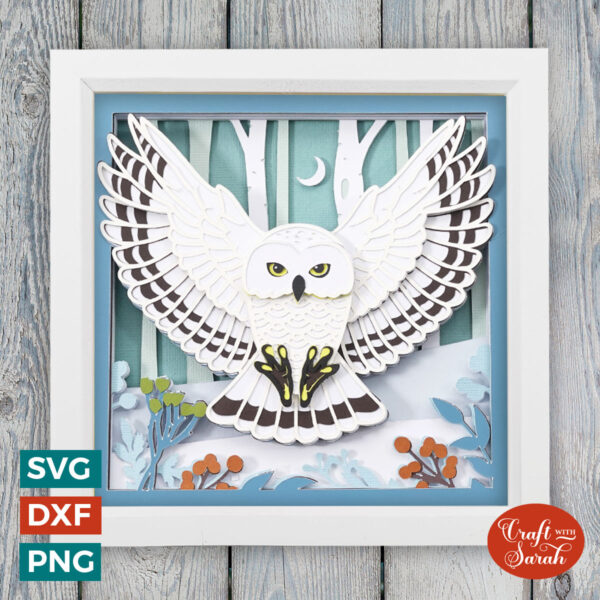 Winter Snowy Owl Shadow Box