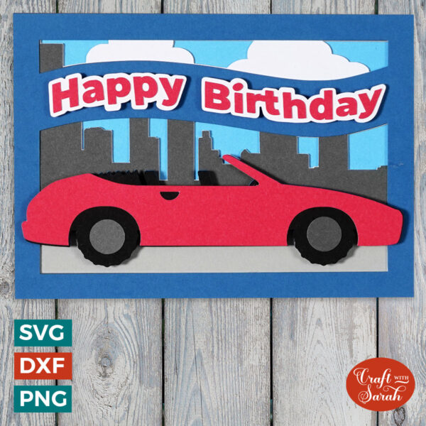 Happy Birthday Card with Sports Car