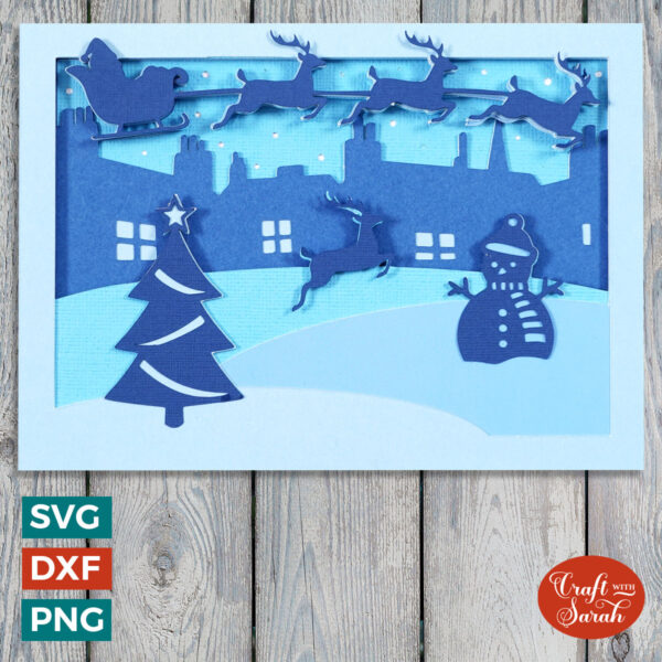 Blue Christmas Scene Card