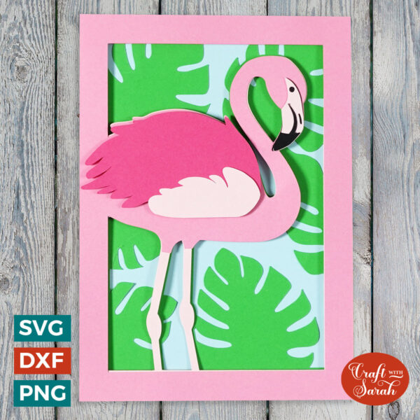 Flamingo and Leaves Card