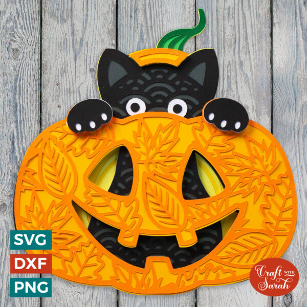 Pumpkin Cat Peeking SVG