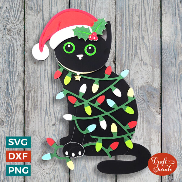 Christmas Lights Cat SVG