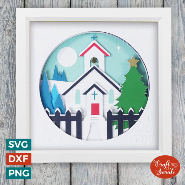 Winter Church Shadow Box