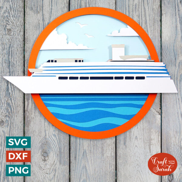 Cruise Ship in Ocean SVG