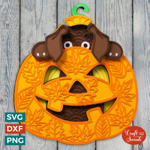 Pumpkin Dog Peeking SVG