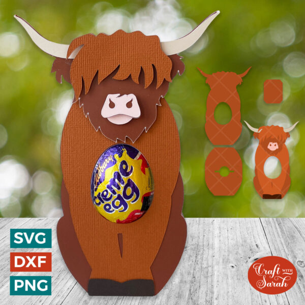 Highland Cow Chocolate Egg Holder SVG