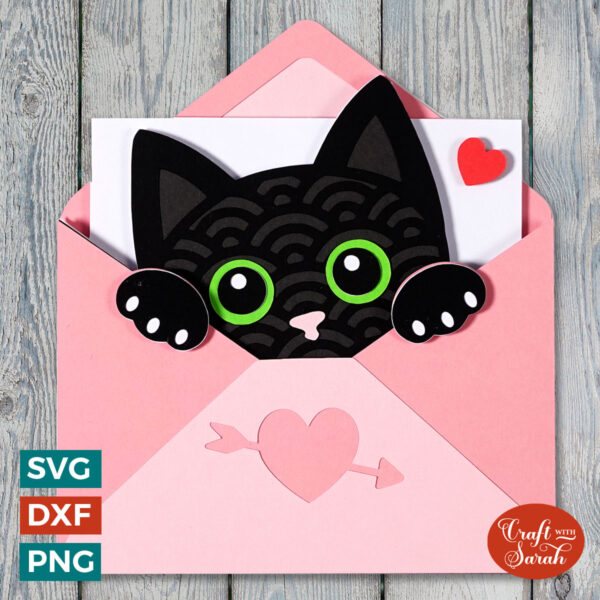 Valentine's Day Cat in Envelope SVG