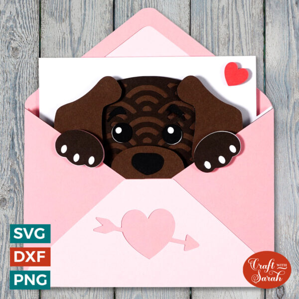 Valentine's Day Dog in Envelope SVG