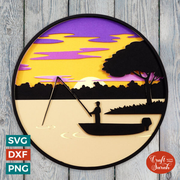 Fishing Boat Scene SVG