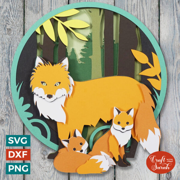 Fox Mother With Cubs SVG