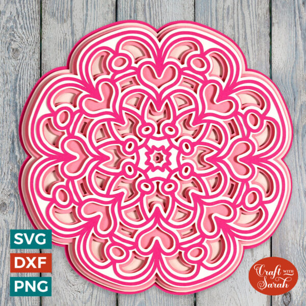 Flower and Heart Mandala SVG