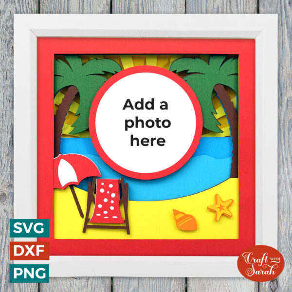 Beach with Palm Trees Add-a-Photo Shadow Box