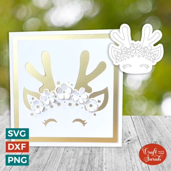 Flower Crown Reindeer Bend Out Card