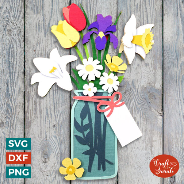 Spring Flowers in Jar SVG