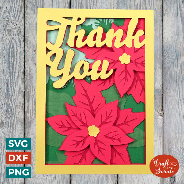 Thank You Card with Poinsettias