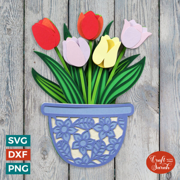 Tulips in Decorative Vase SVG