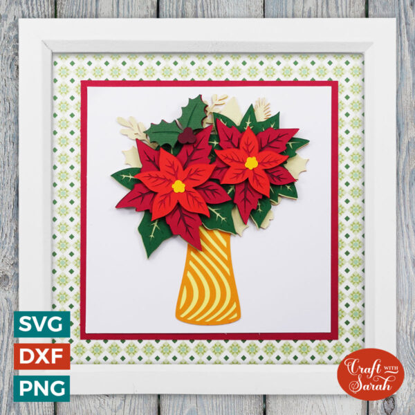 Poinsettias in Vase SVG