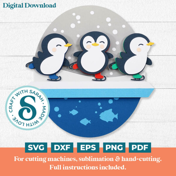 Skating Penguins SVG