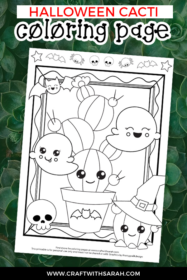 Download Kawaii Cacti Halloween Coloring Page | Craft With Sarah