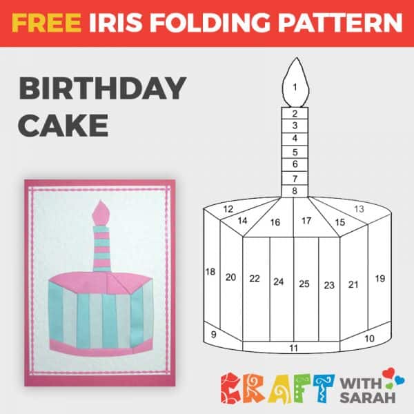 Birthday Cake Iris Folding Pattern | Craft With Sarah