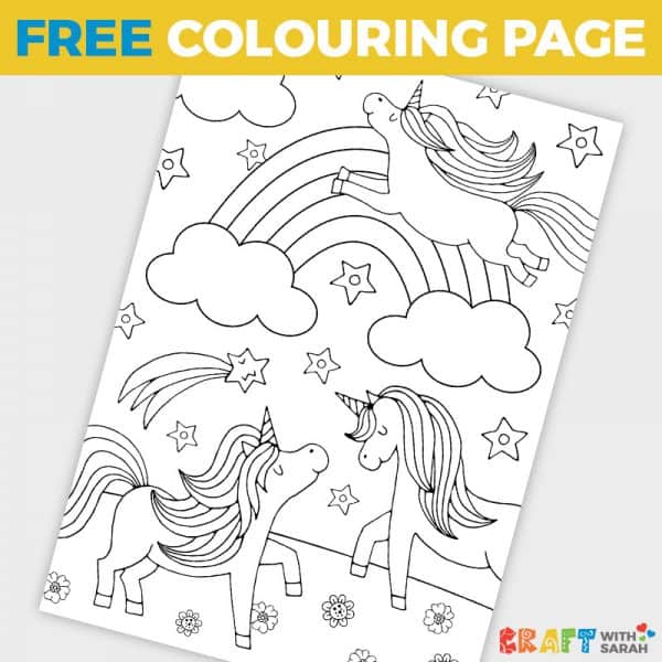 Free Rainbow Unicorns Coloring Page for Kids | Craft With Sarah