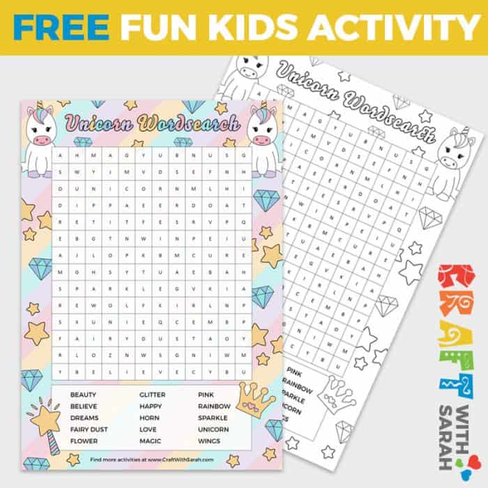 Unicorn Word Search Printable Craft With Sarah