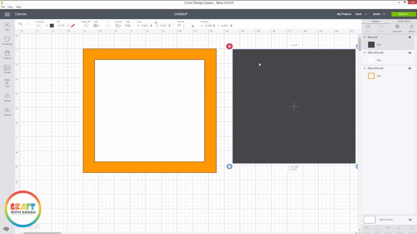 Make a third square shape in Design Space