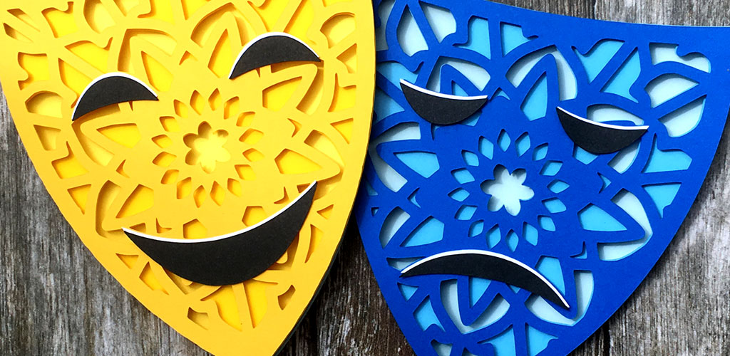 Download Happy & Sad Drama Masks Layered SVG | Craft With Sarah