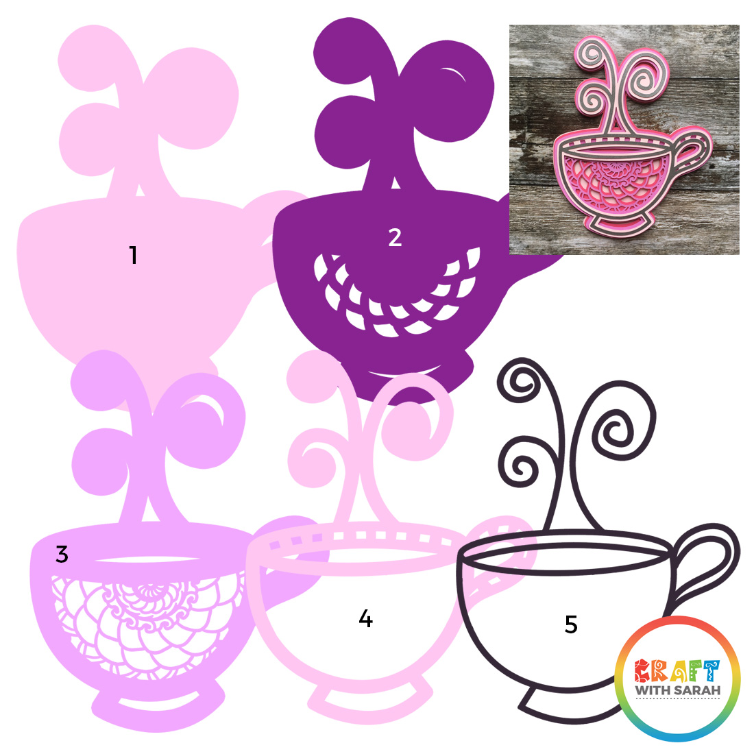 Download Mandala Teacup Layered SVG | Craft With Sarah