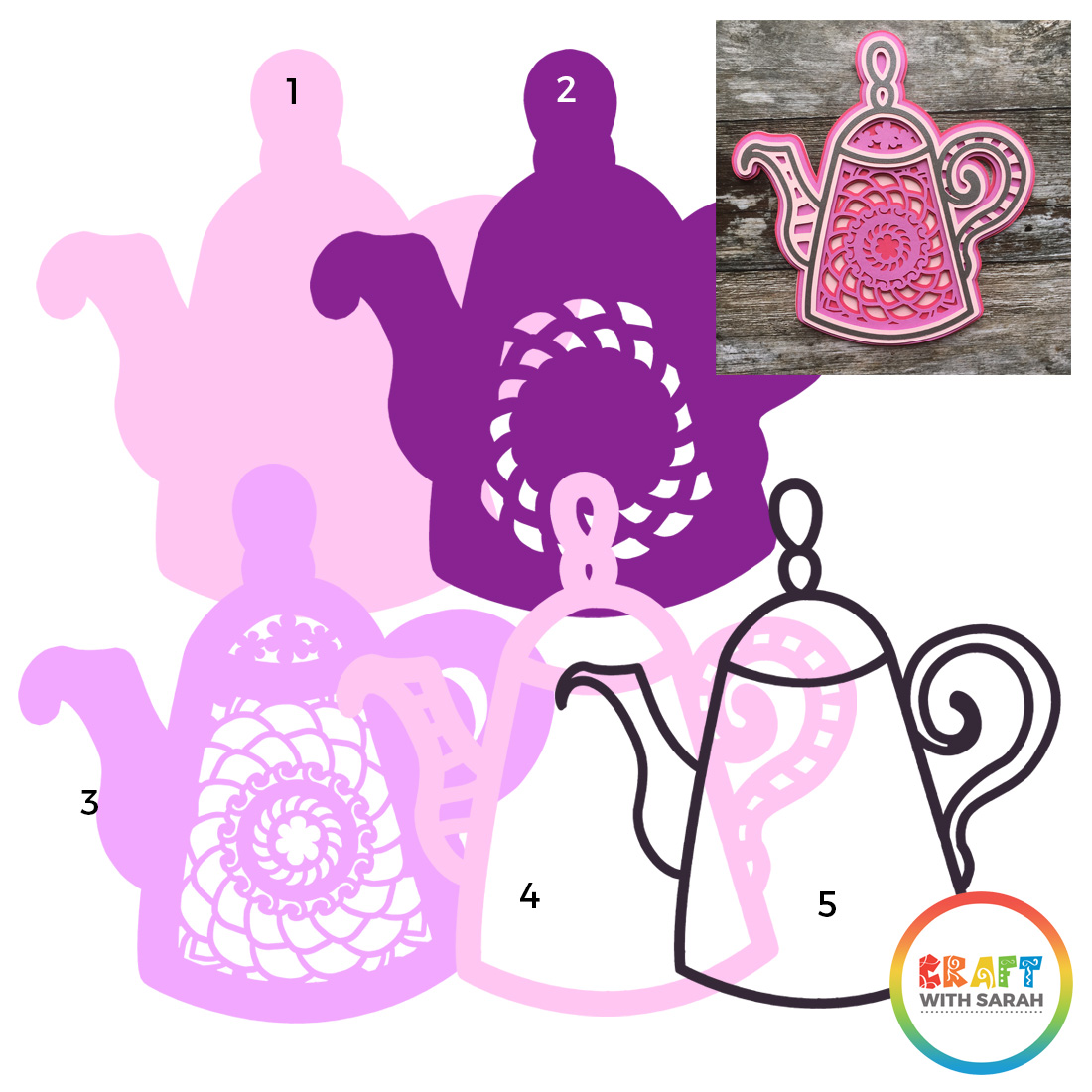 Mandala Teapot Layered Svg Craft With Sarah