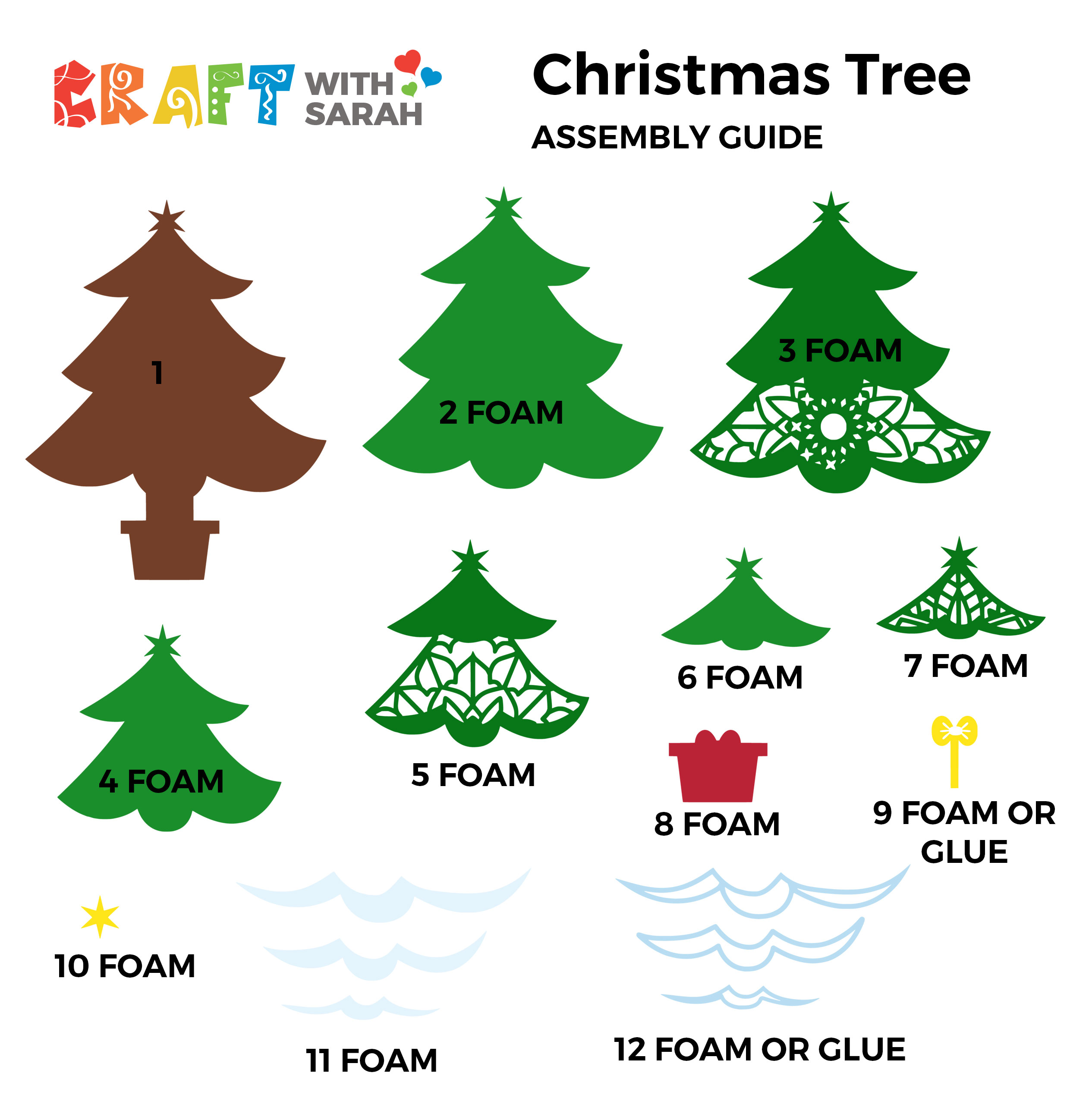 Christmas Tree Free Layered SVG | Craft With Sarah