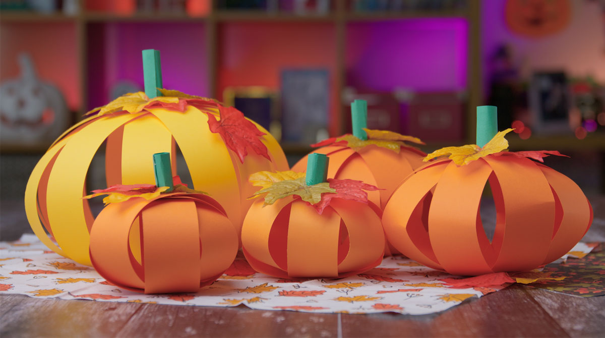 Easy 3D Paper Pumpkins for Fall - Craft with Sarah