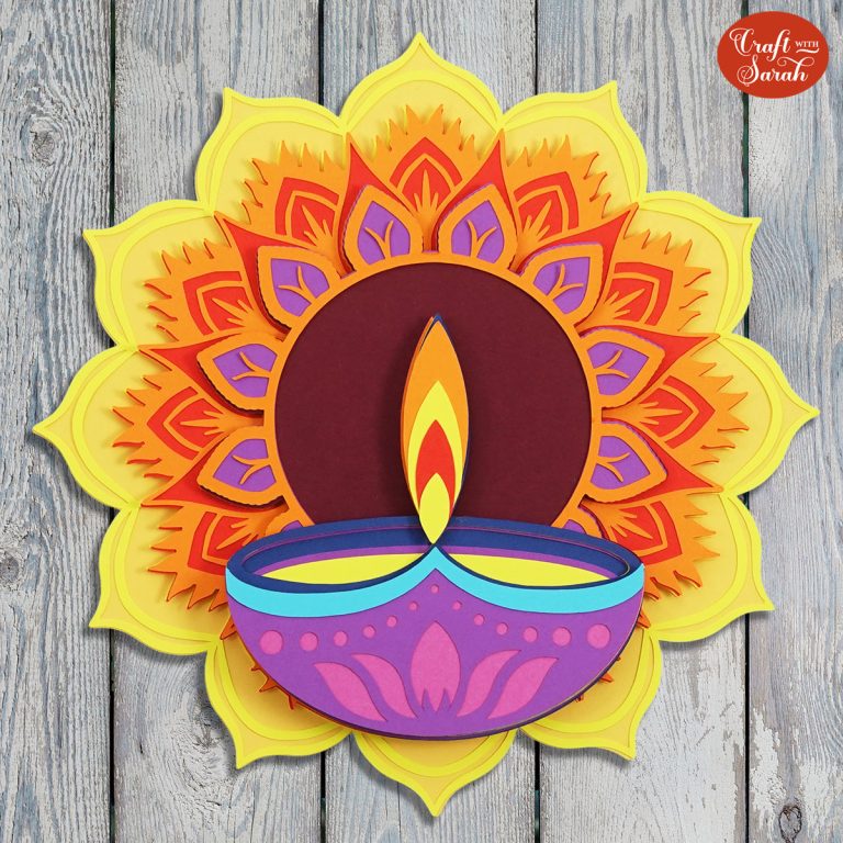 Free SVG! 🪔 Mandala Diya Lamp for Diwali Craft with Sarah