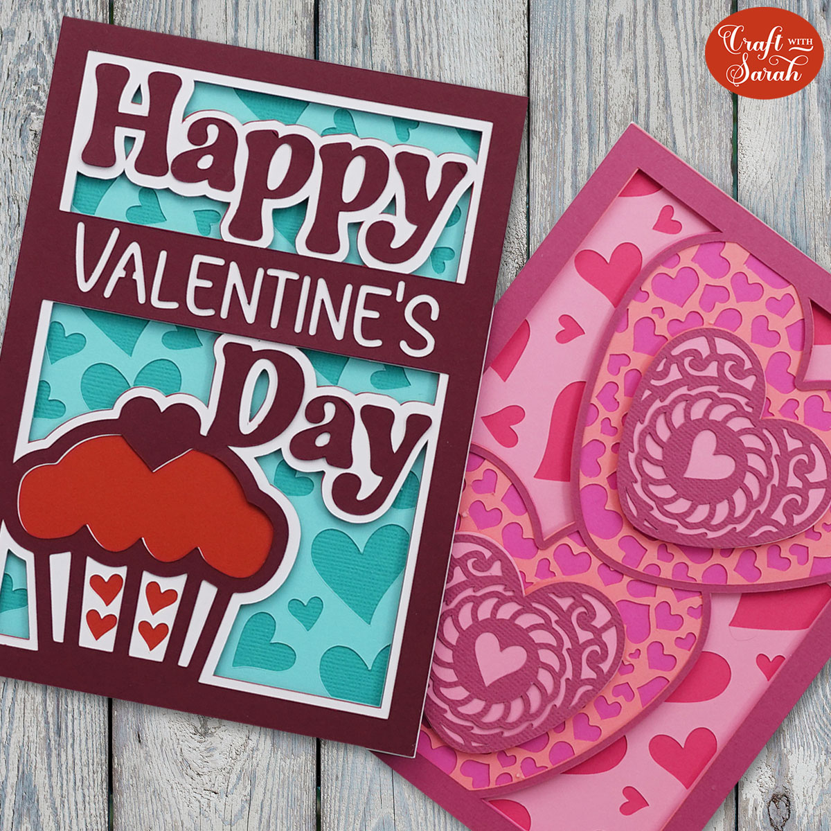 Easy Valentine's Day Cards 💖 2 Free Valentine card SVGs! - Craft with Sarah