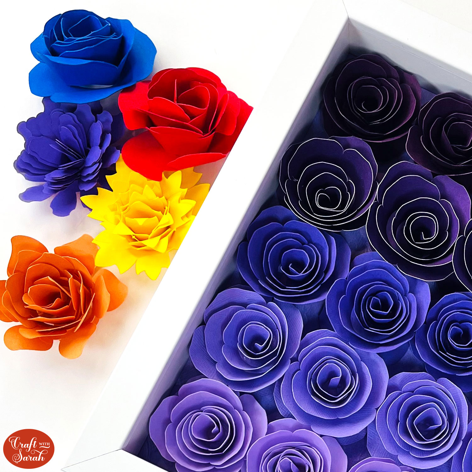 Paper flowers shadow box